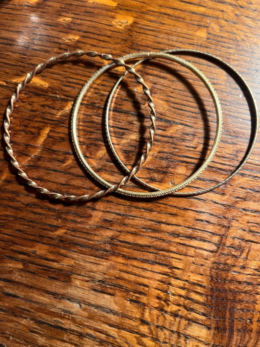 Gold-Tone Women's Bangle Bracelet Set - Three Stackable Bangles